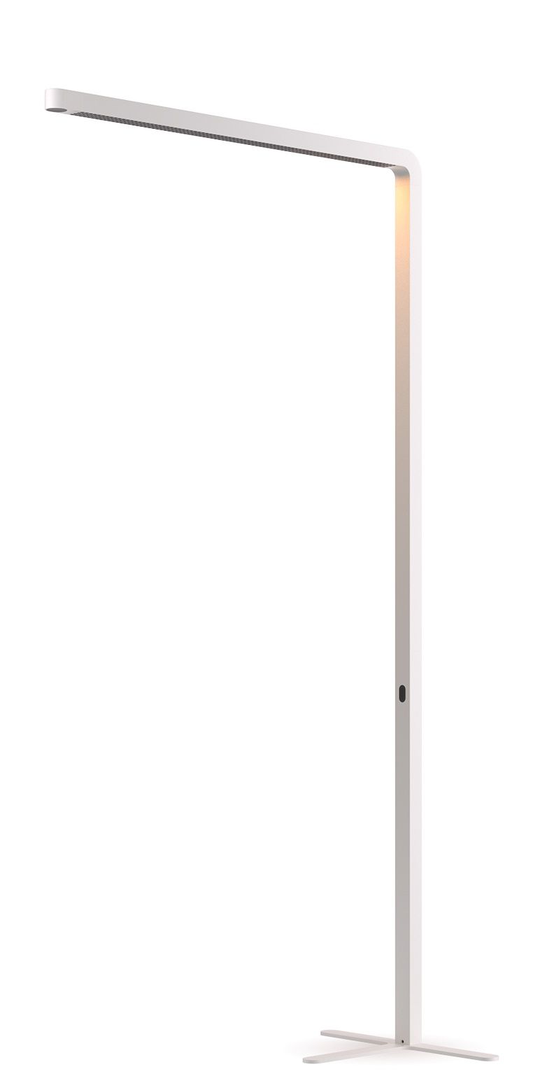 Team Agile Stehleuchte in Grau: Moderne LED-Stehlampe mit minimalistischem Design und warmweißem Licht für Büro und Wohnzimmer.