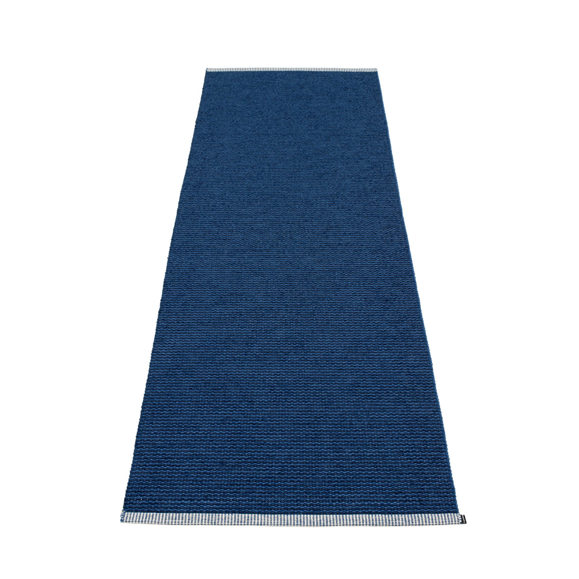 Blauer Pappelina Kunststoffteppich Mono, 85x260 cm, für Innen- und Außenbereich geeignet.