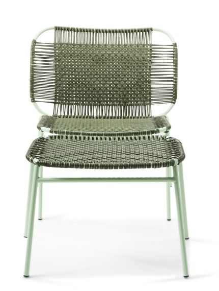 Cielo Fußhocker Outdoor, ames, olive grün und pastellgrün, geflochten, für Garten und Terrasse.