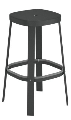 Thor Barstool Barhocker Outdoor Emu, grauer Metall-Barstuhl mit Fußstütze für den Außenbereich.