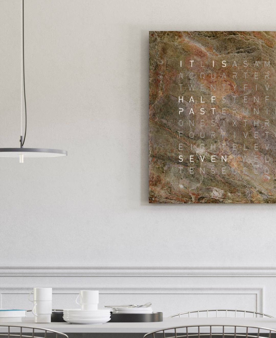 Earth 90 Creator's Edition wandklok / Tijdsobject Duits QLOCKTWO