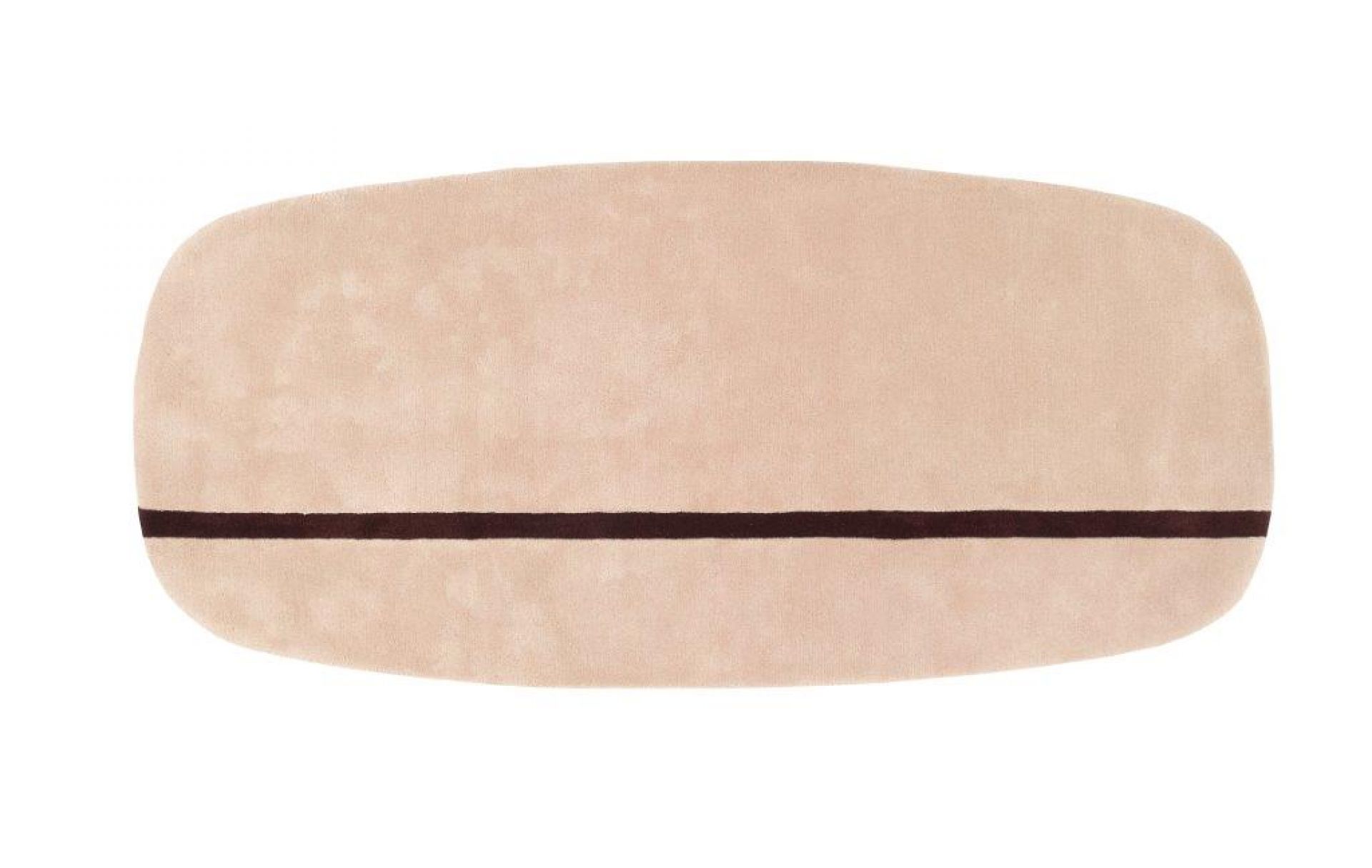 Oona Teppich von Normann Copenhagen, rechteckig, beige mit braunem Streifen, moderner Teppich für Wohnzimmer.