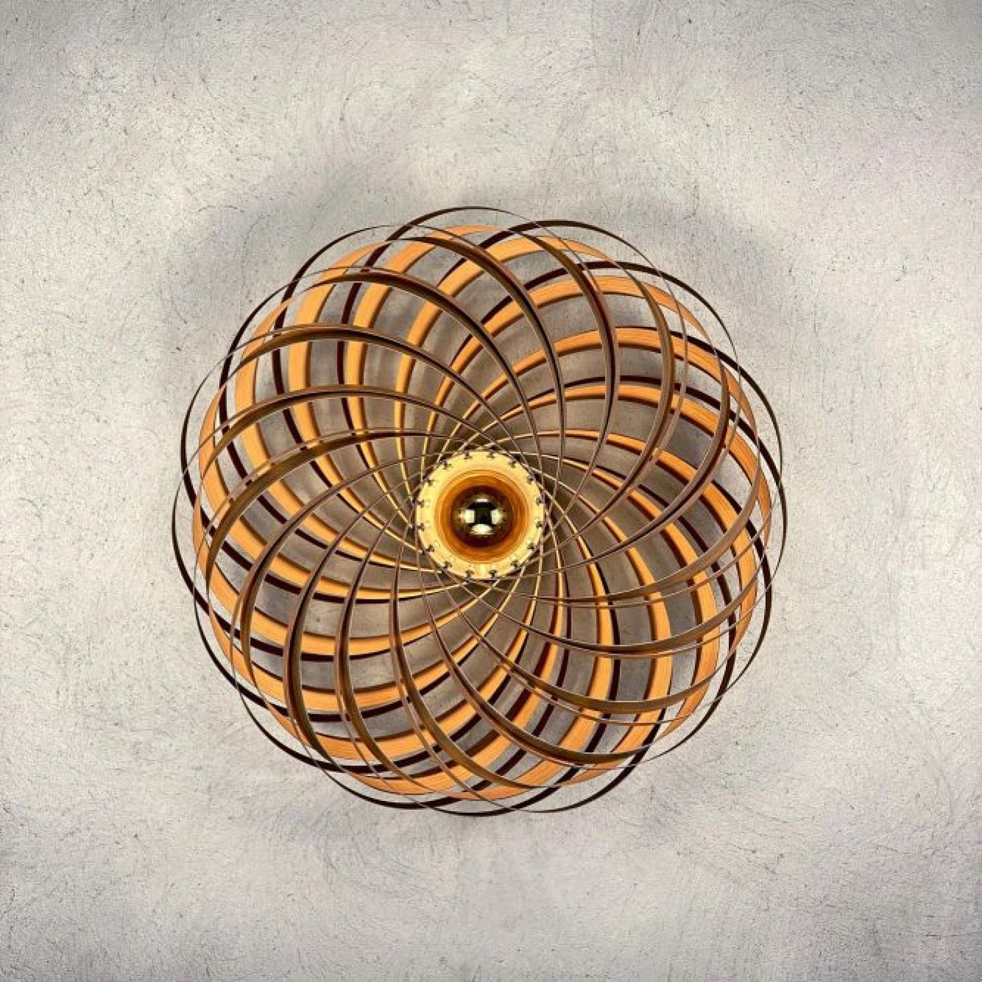 Veneria Wandleuchte Eiche Ø60 cm von Gofurnit, moderne Holzlampe mit spiralförmigem Design und warmem Licht.