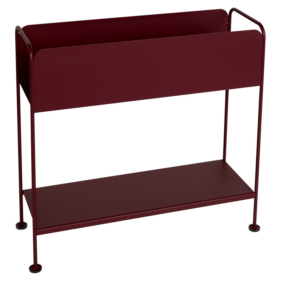 Picolino Pflanzgefäß von Fermob, bordeauxrot, mit Ablage für den Außenbereich, modernes Design.