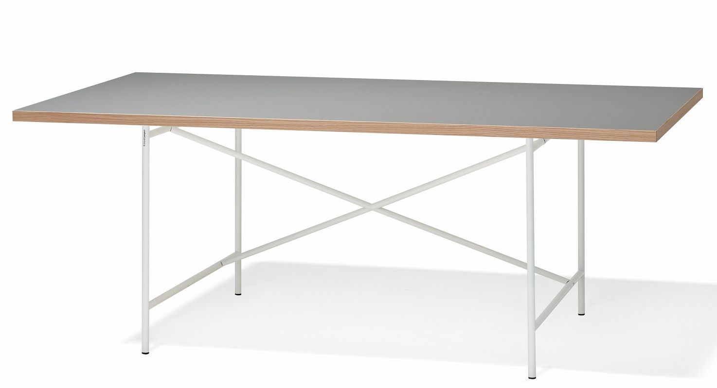 Eiermann Tisch mit grauer Tischplatte und weißem Gestell von Richard Lampert, modernes Design.
