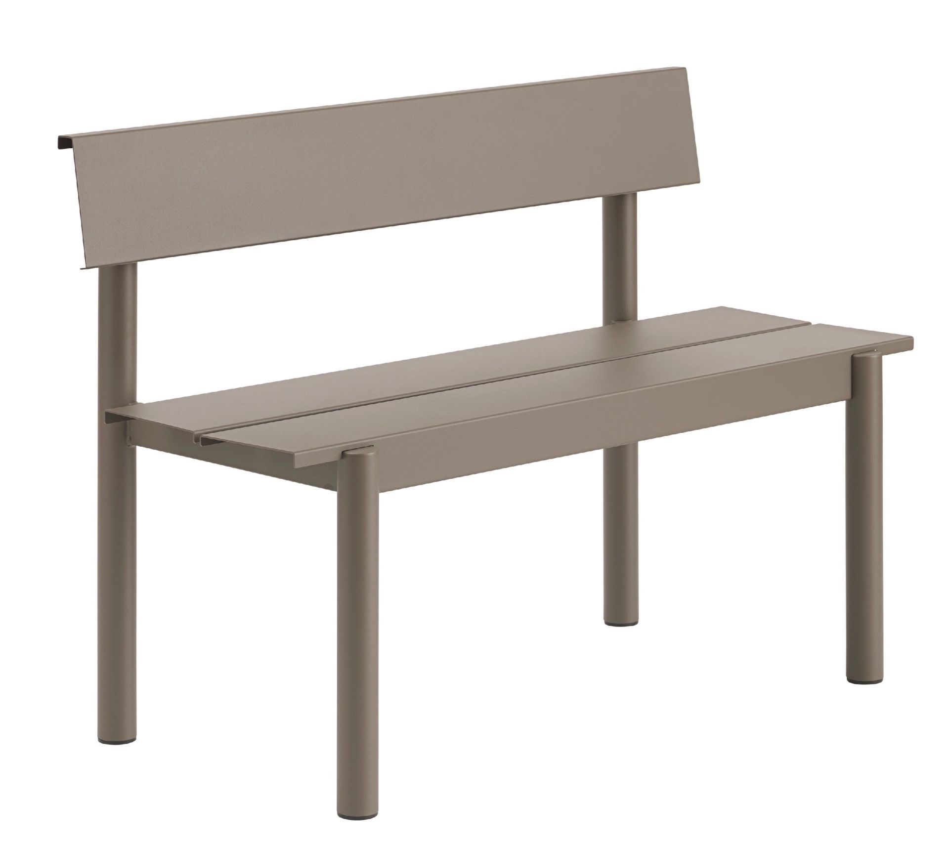 Linear Steel Bench: buitenbank met rugleuning 110 x 34 cm Muuto