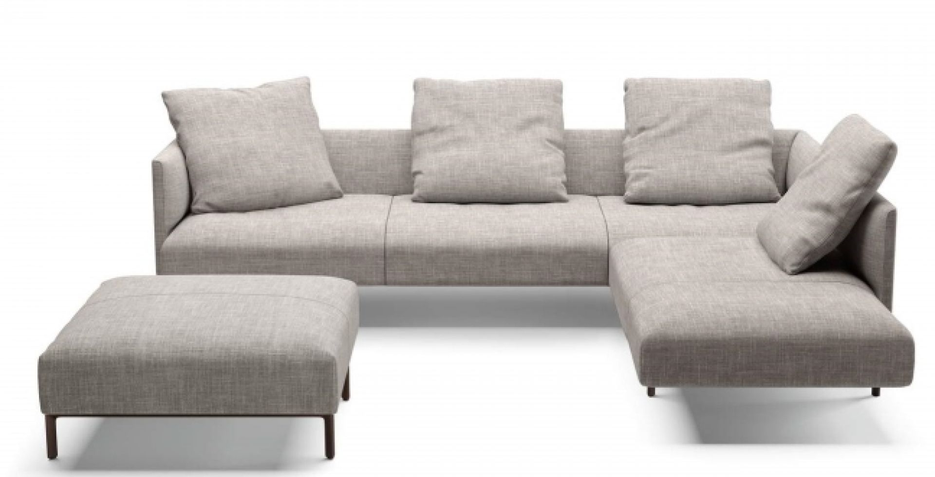 Beiges Muud Sofa von Walter Knoll mit Ottomane und losen Kissen, freistehend.