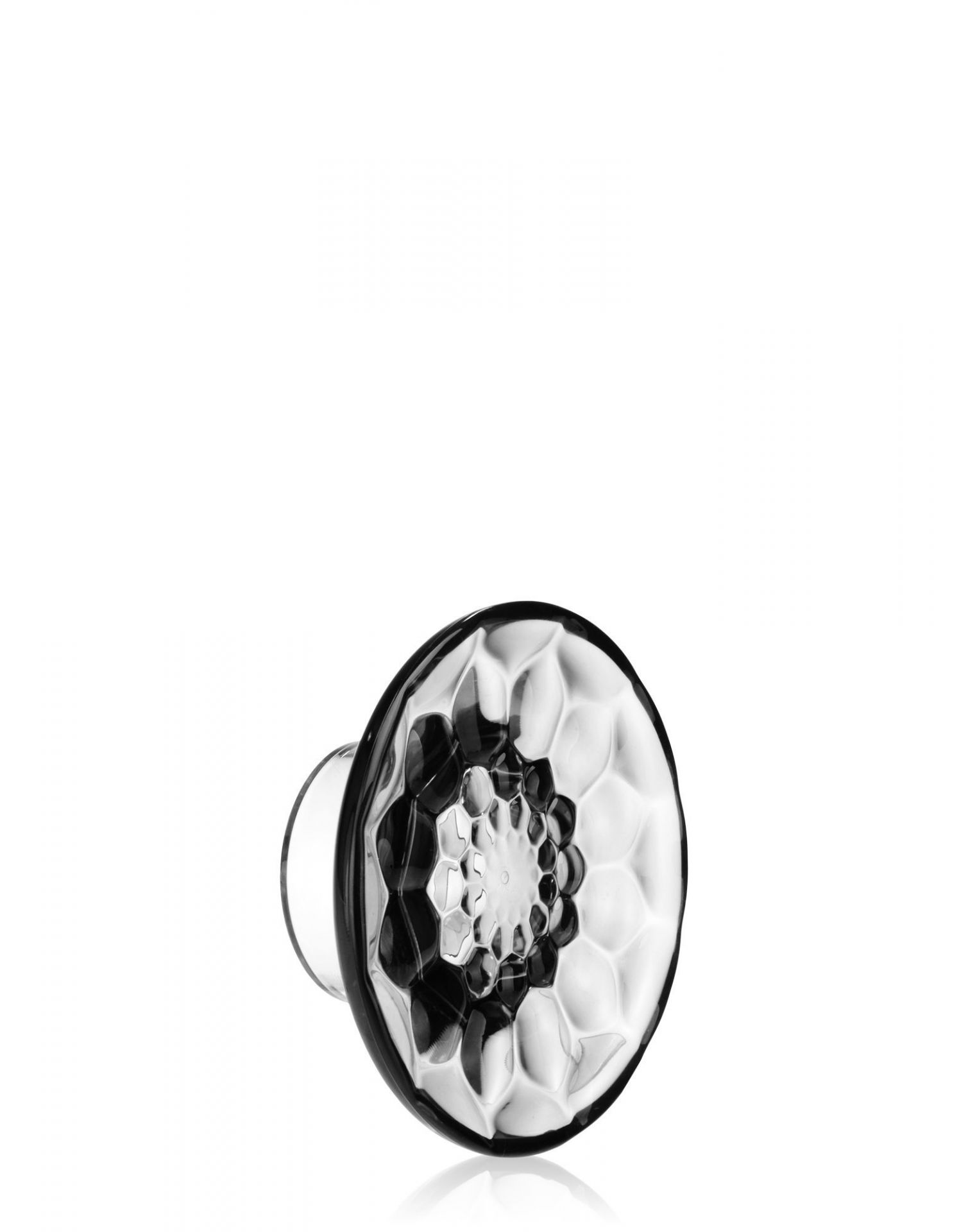 Klarer Jellies Garderobenhaken von Kartell, mittelgroß, aus transparentem Kunststoff mit facettierter Oberfläche.