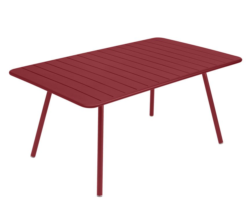 Luxembourg Tisch Outdoor von Fermob, rechteckig, aus Metall in roter Farbe, für Garten und Terrasse.