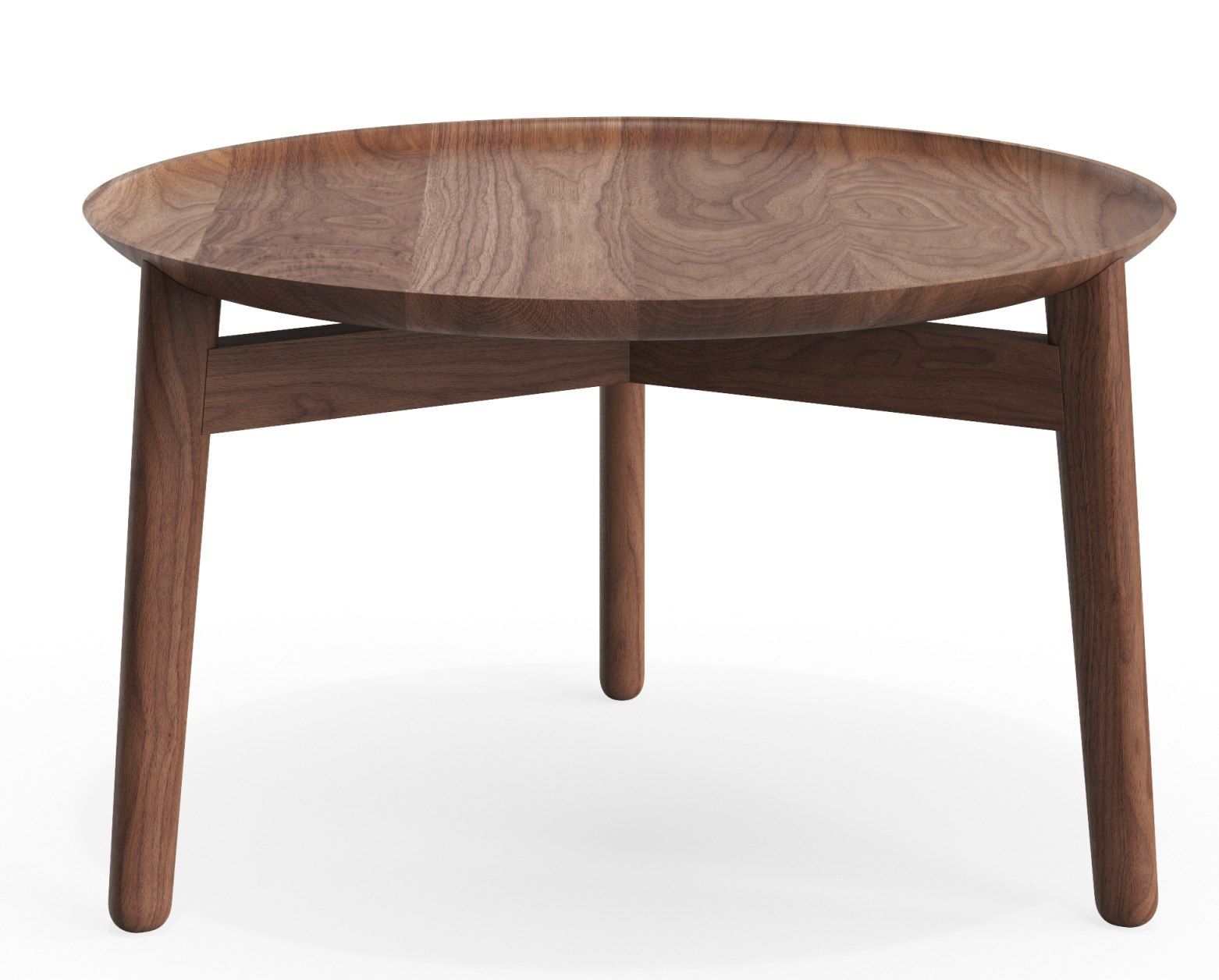 Plaisir 2 Beistelltisch aus Holz von Zeitraum, runder Couchtisch mit drei Beinen, H 32 cm.