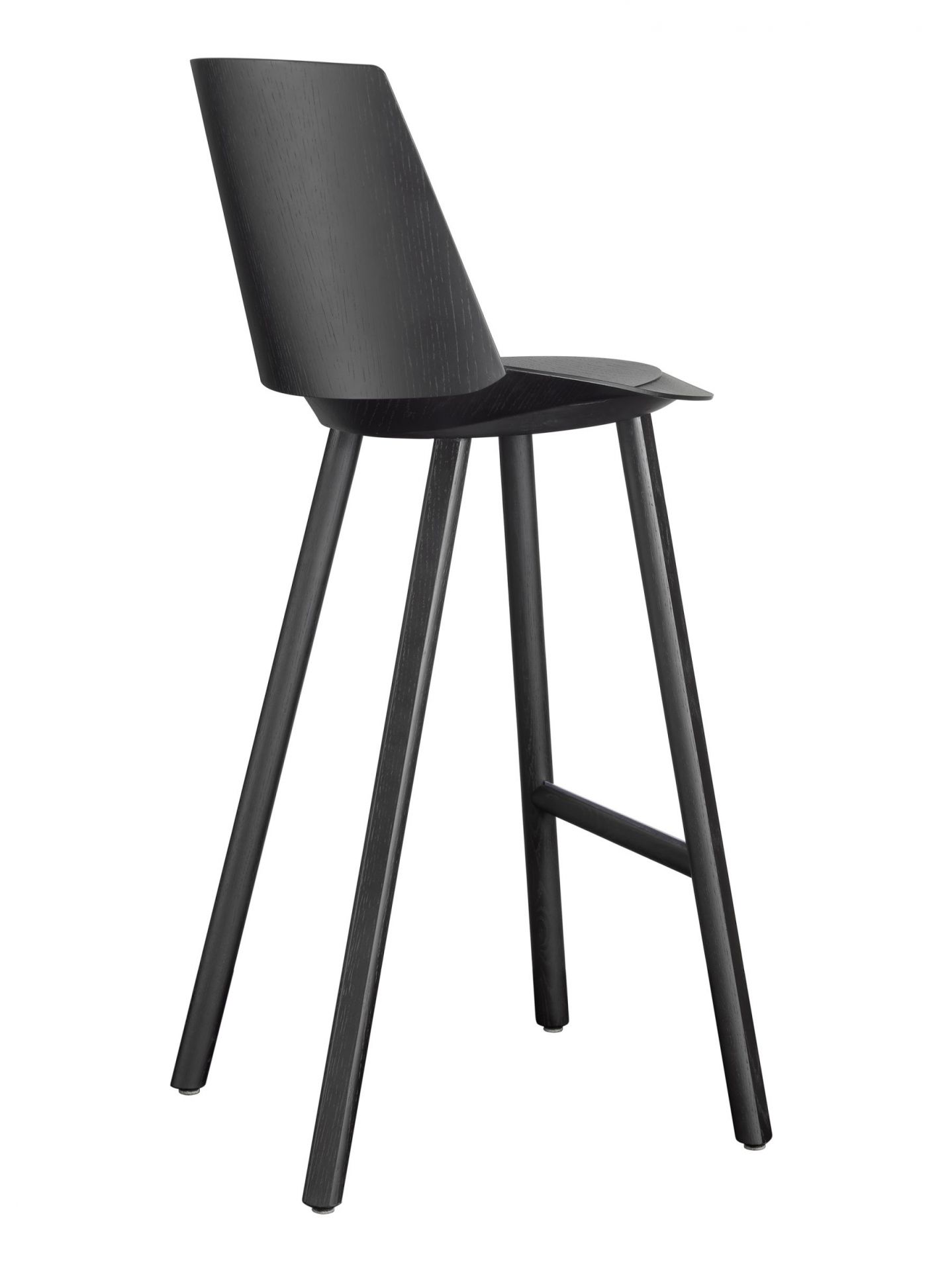 ST10 Jean Hocker mit Rückenlehne aus Eichenfurnier, klar, moderner Barhocker, Holzmöbel.