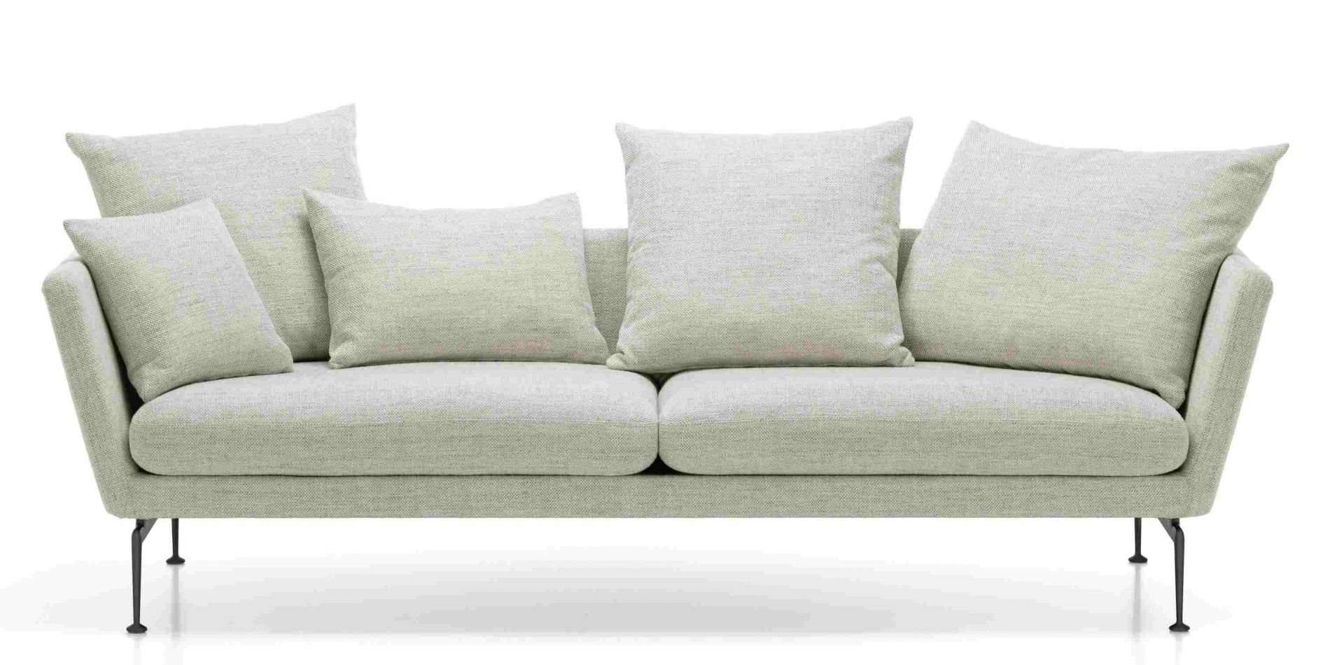 Vitra Suita Sofa 3-Sitzer in Hellgrau mit Kissen, modernes Design für Wohnzimmer und Lounge.