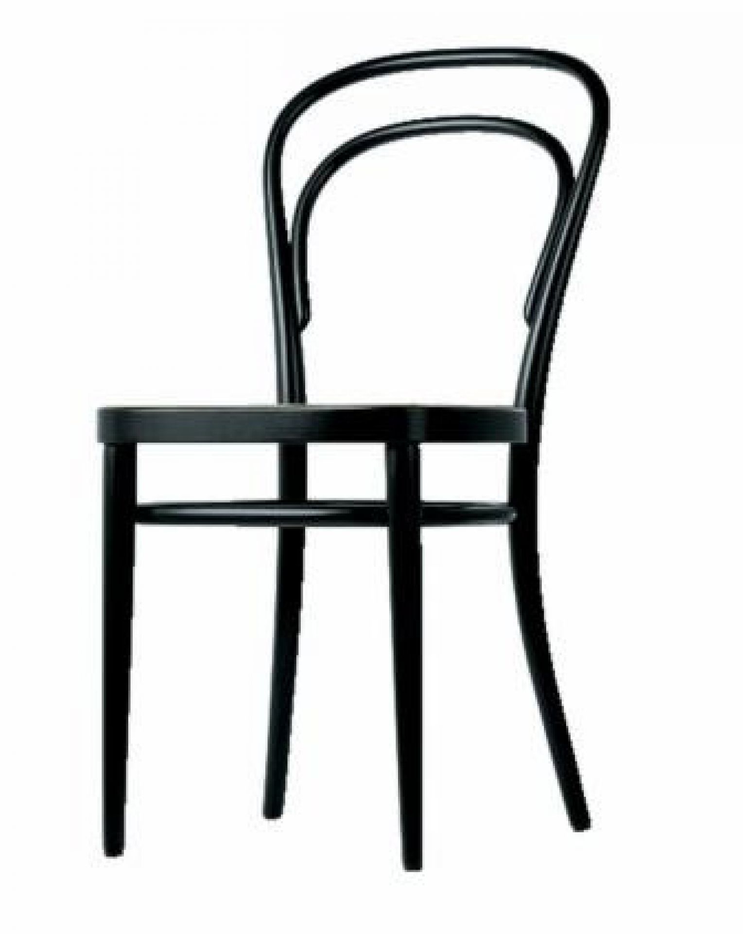 Schwarzer 214 M Bugholzstuhl von Thonet, ein klassischer Kaffeehausstuhl mit elegant geschwungenem Design.