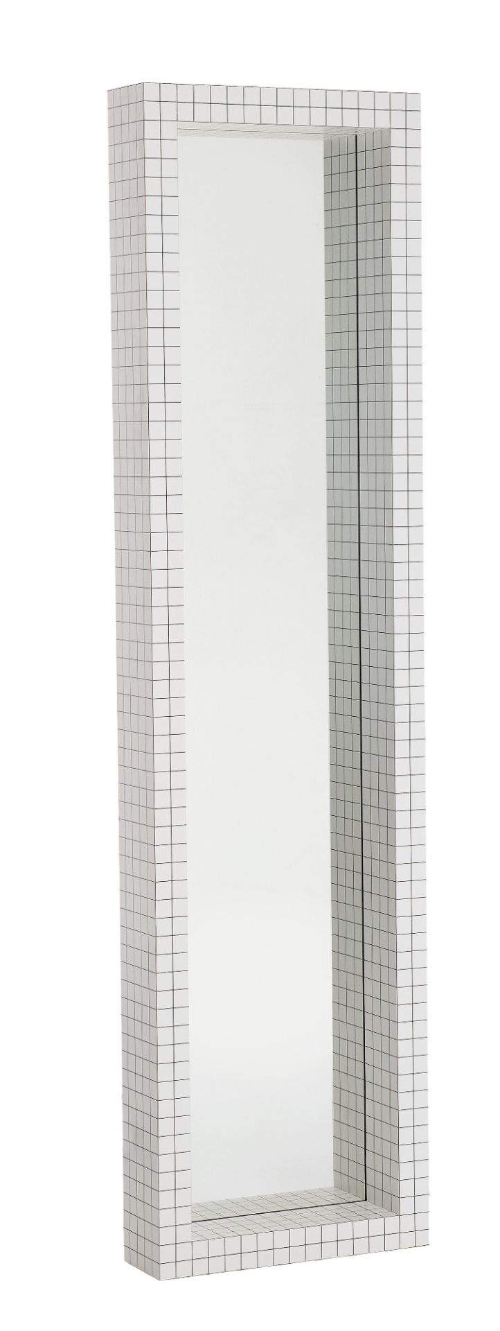 Rechteckiger 476 Quaderna Spiegel von Zanotta mit weißem, quadratischem Rastermuster für moderne Raumgestaltung.