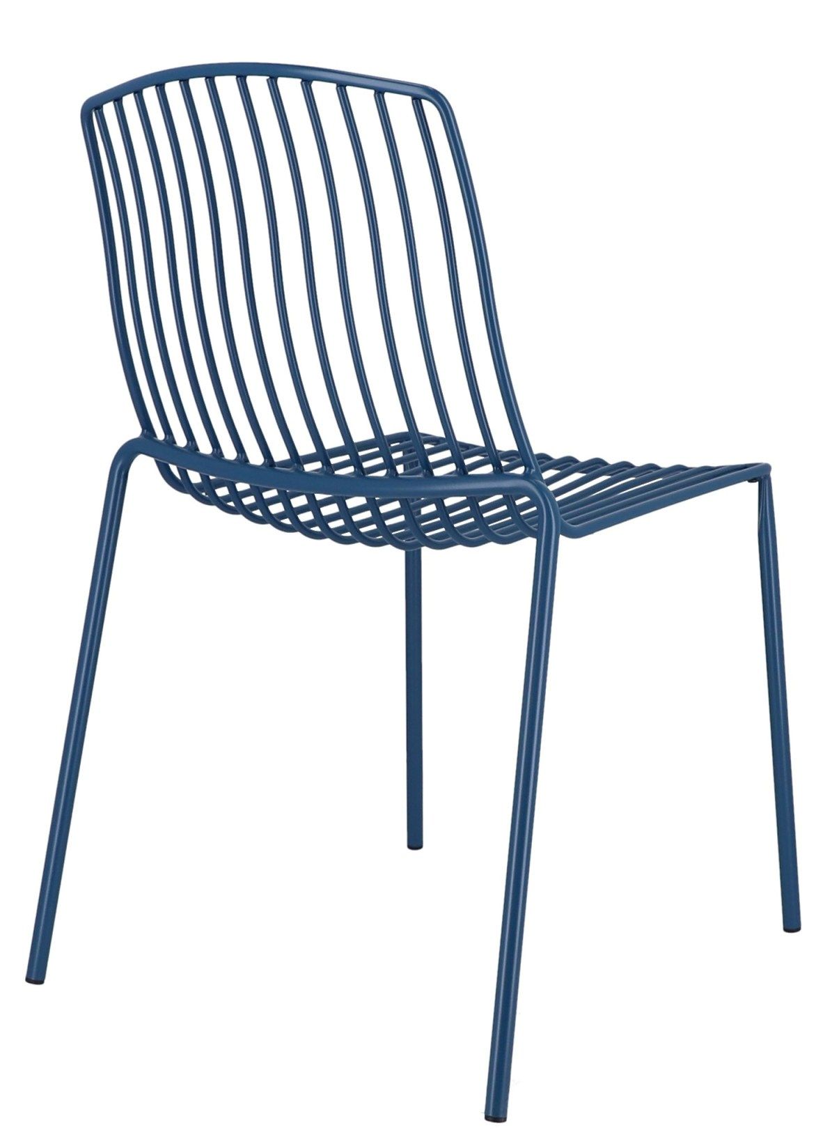 Blauer Mori Stuhl von Jan Kurtz für den Außenbereich, Metallgestell und modernes Design.
