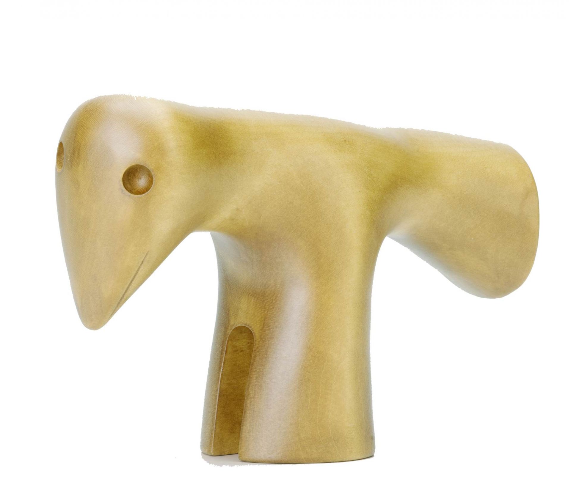 Nahaufnahme der Girard Bird Skulptur von Vitra, eine moderne Holzfigur für die Inneneinrichtung.