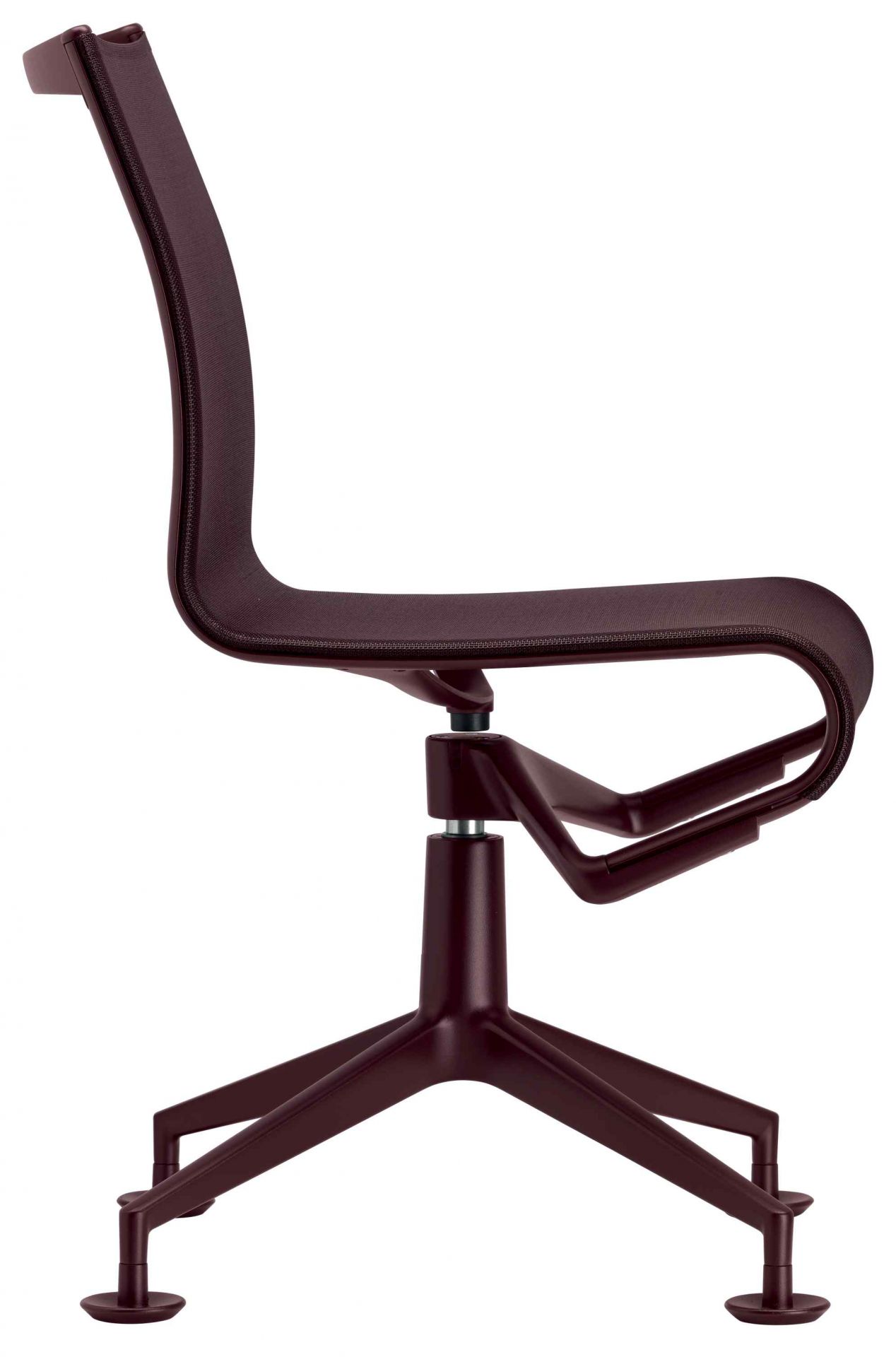 Meetingframe Drehstuhl von Alias in Bordeauxrot: Ergonomischer Bürostuhl mit Netzbezug und Drehkreuz für modernes Bürodesign.