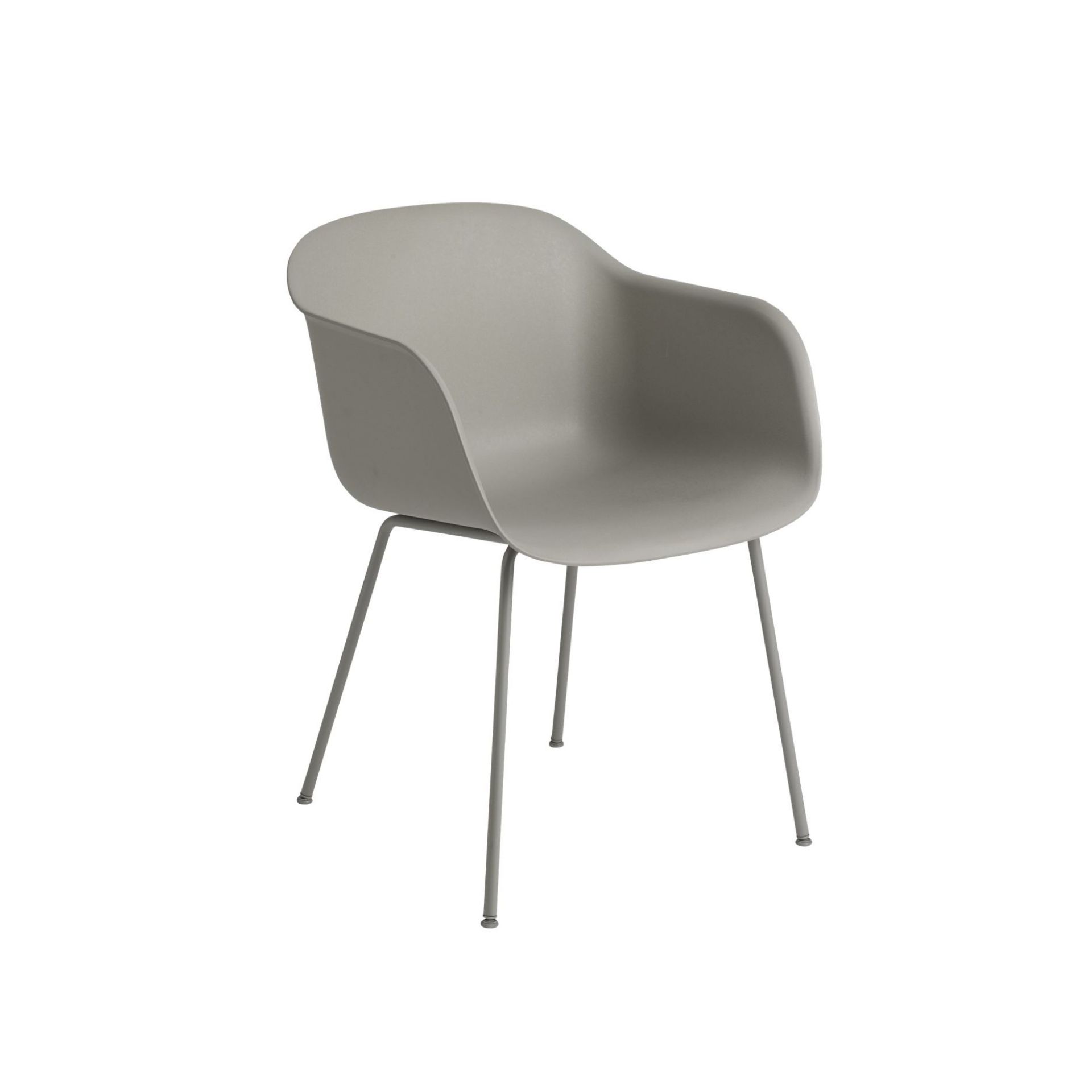 Grauer Fiber Armchair von Muuto mit Stahlrohrgestell, moderner skandinavischer Design Stuhl für Esszimmer und Büro.