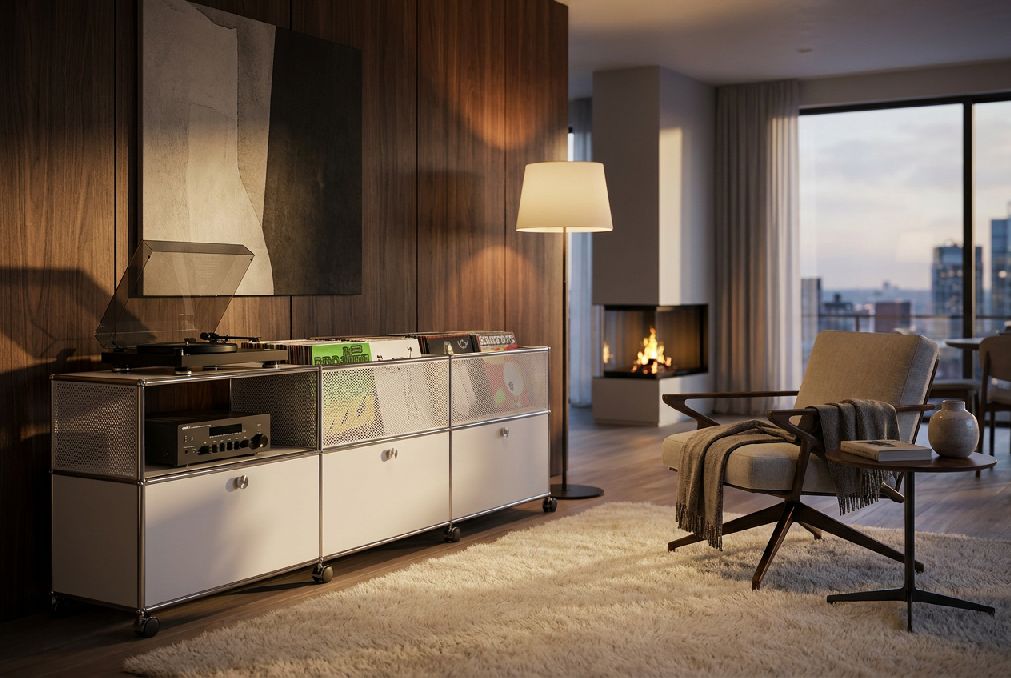 Sideboard met opbergruimte voor vinylplaten USM Haller