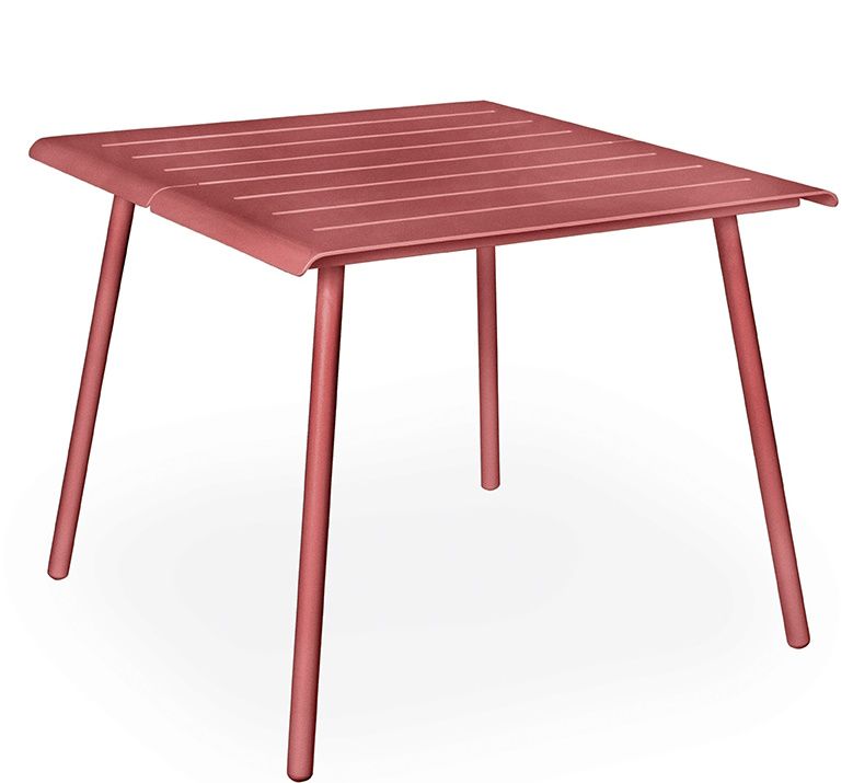 Weishäupl Vapio Tisch Outdoor, quadratisch, aus Metall in Koralle, ideal für Garten, Balkon und Terrasse.