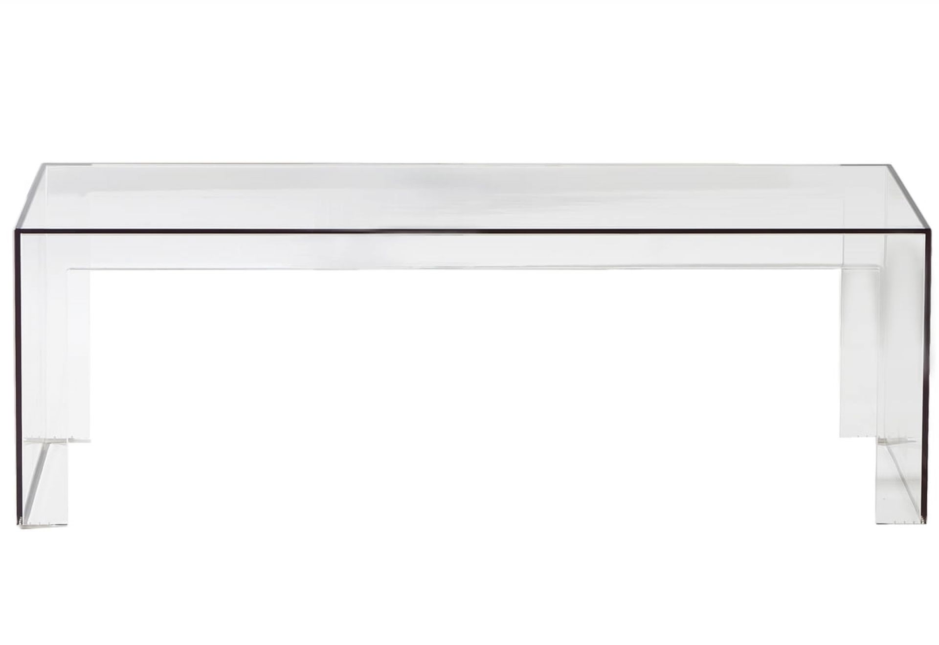 Transparenter Kartell Invisible Side Tisch, niedrige Ausführung, aus Acrylglas, modernes Design.