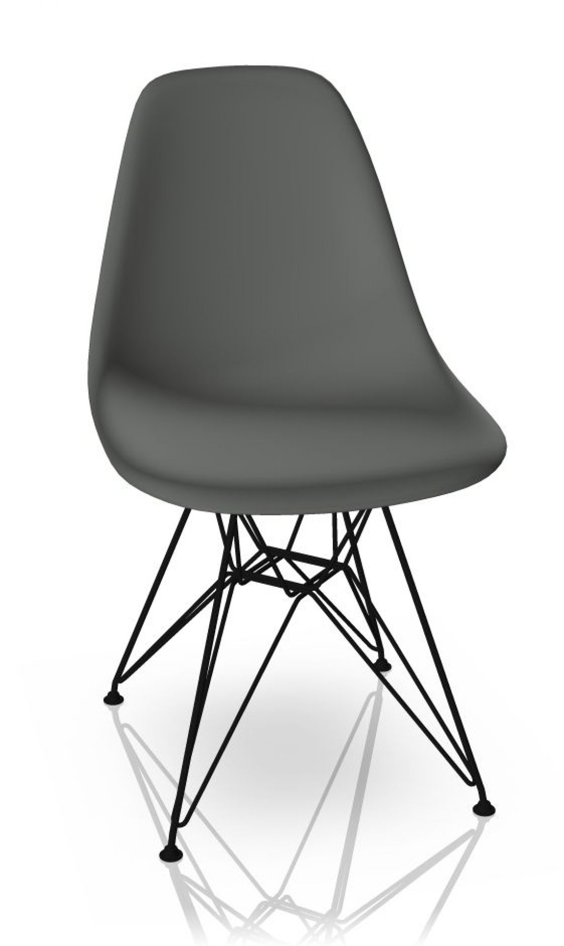 Eames DSR Stuhl in Granitgrau mit schwarzem Eiffelturm-Gestell, moderner Designklassiker von Vitra.