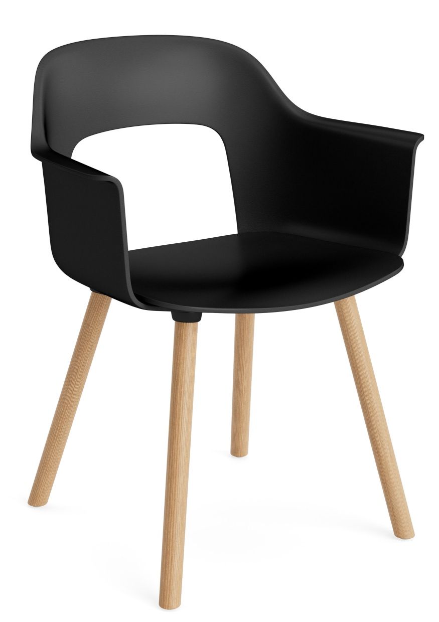 Schwarzer Hay Armlehnstuhl Layout Armchair 221 mit Armlehnen und hellen Holzbeinen, moderner Design Stuhl.