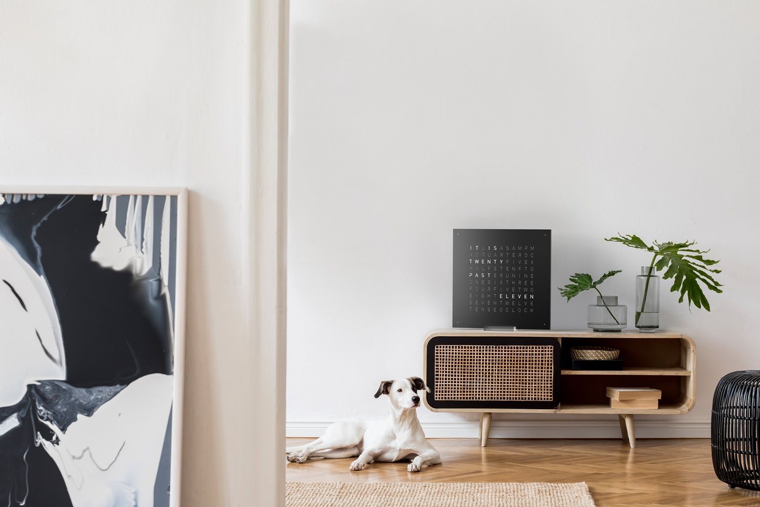 Earth 45 Steel Series Wandklok / Tijdsobject Duits QLOCKTWO