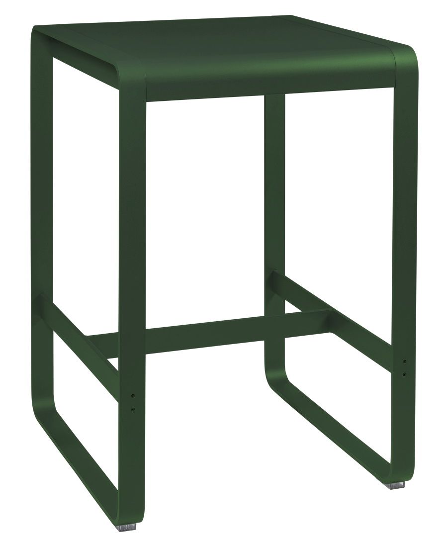 Bellevie hoher Tisch von Fermob für den Außenbereich, aus grünem Metall, modernes Design.