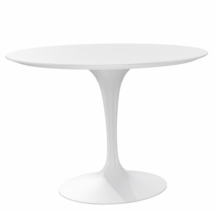 Weißer, runder Saarinen Esstisch von Knoll International, Höhe 65 cm, modernes Design.