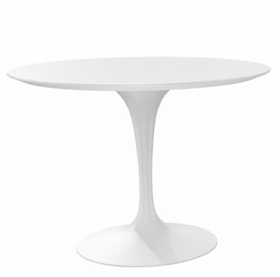 Weißer, runder Saarinen Esstisch von Knoll International, Höhe 65 cm, modernes Design.