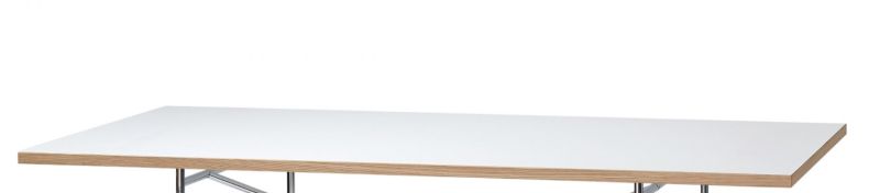 Eiermann Tischplatte aus Melamin in Weiß mit Eichekante, 140x80 cm, für Schreibtisch.