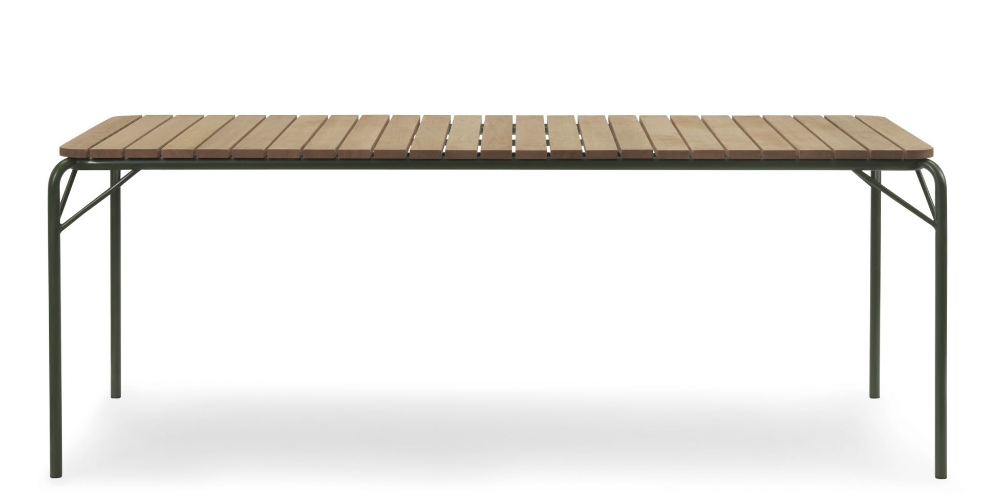 Normann Copenhagen Vig Tisch 90x200 cm für den Garten, Esstisch aus Holz und Metall.