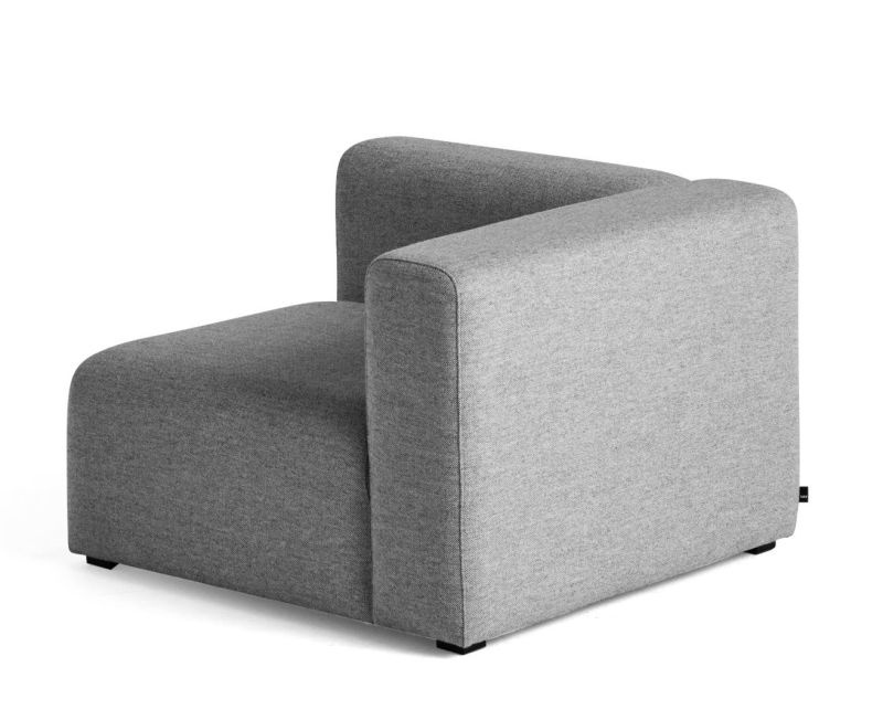 Graues Hay Mags Sofa Modul mit Armlehne rechts, modernes Design für Wohnzimmer.