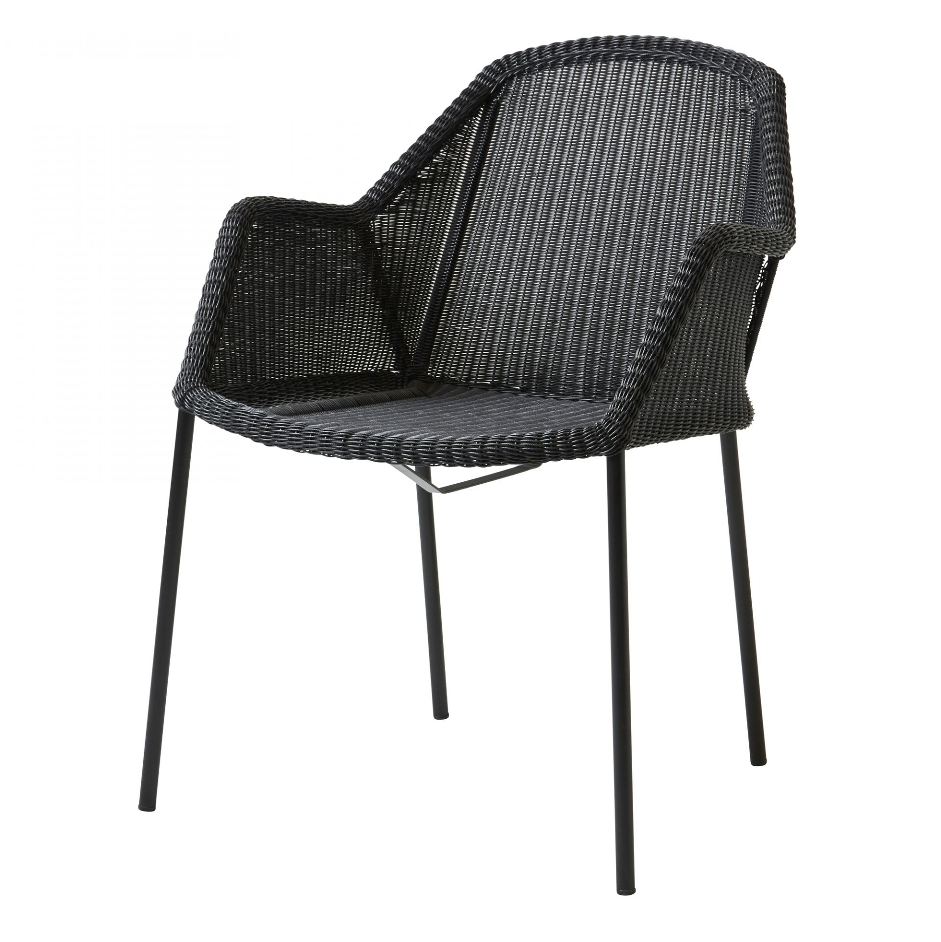 Schwarzer Breeze Stuhl von Cane-Line mit Vierfußgestell, ideal für den Outdoor-Bereich und Garten.