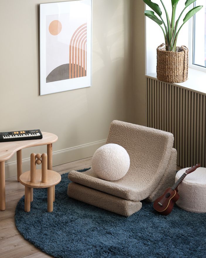 Mond kinderfauteuil Teddy-stof Wigiwama