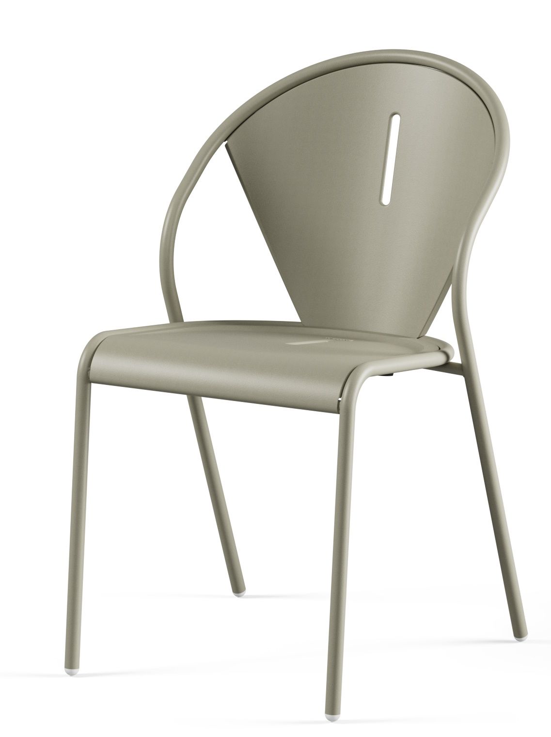Code Chair Stuhl Outdoor Emu, moderner Gartenstuhl aus Metall in Taupe, minimalistisches Design für Terrasse und Balkon.