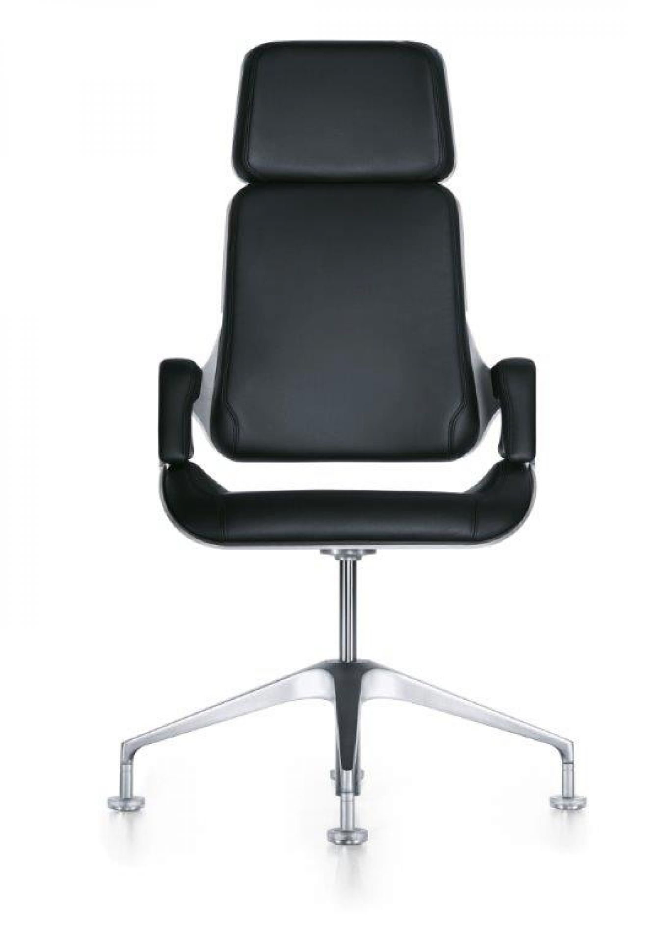 Interstuhl 191S Konferenzsessel in Schwarz, ergonomischer Bürostuhl mit hoher Rückenlehne und Kopfstütze für Konferenzräume.