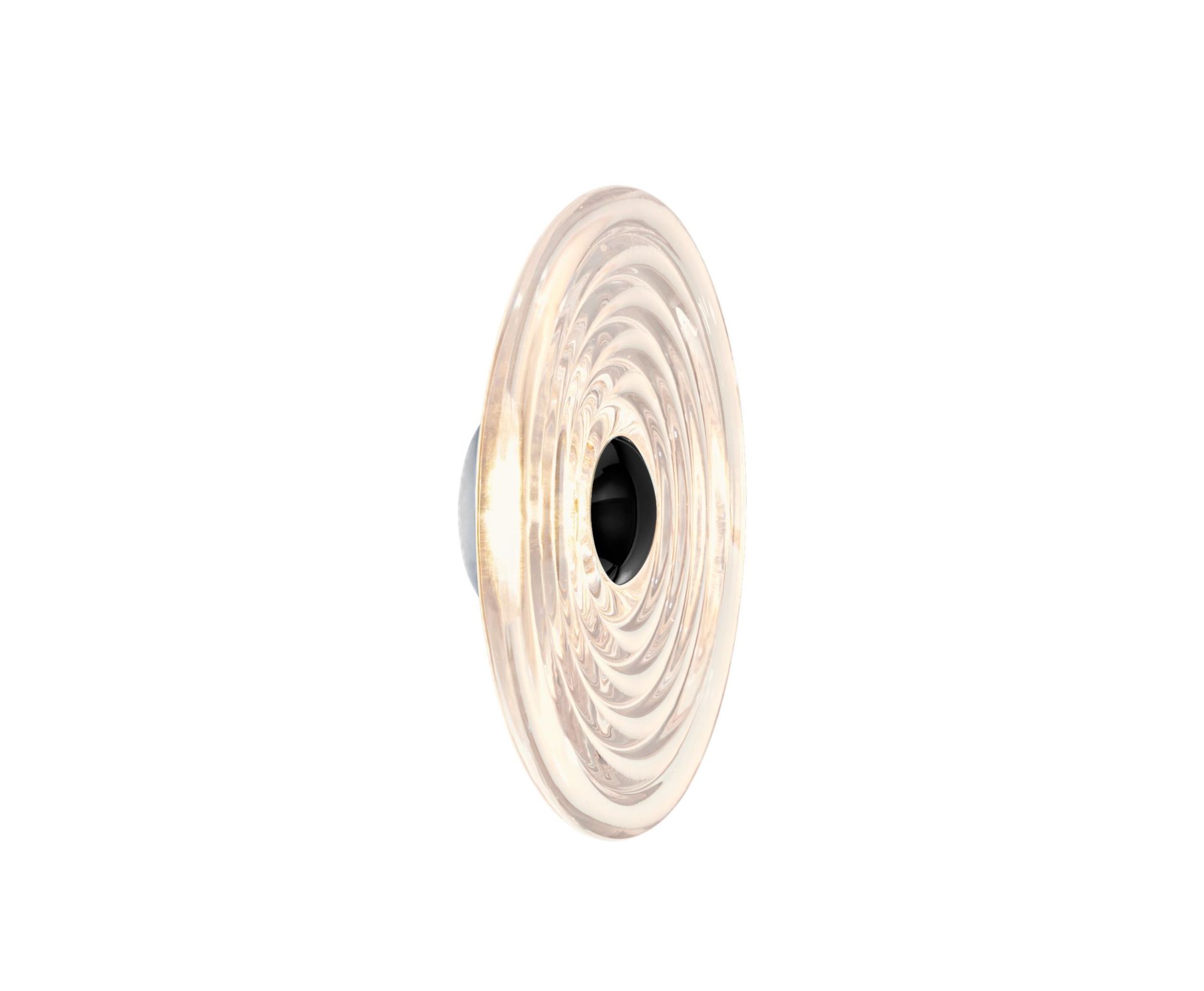Press Surface Large Wandleuchte von Tom Dixon, moderne Innenbeleuchtung mit kreisförmigem Lampenschirm aus gepresstem Glas.