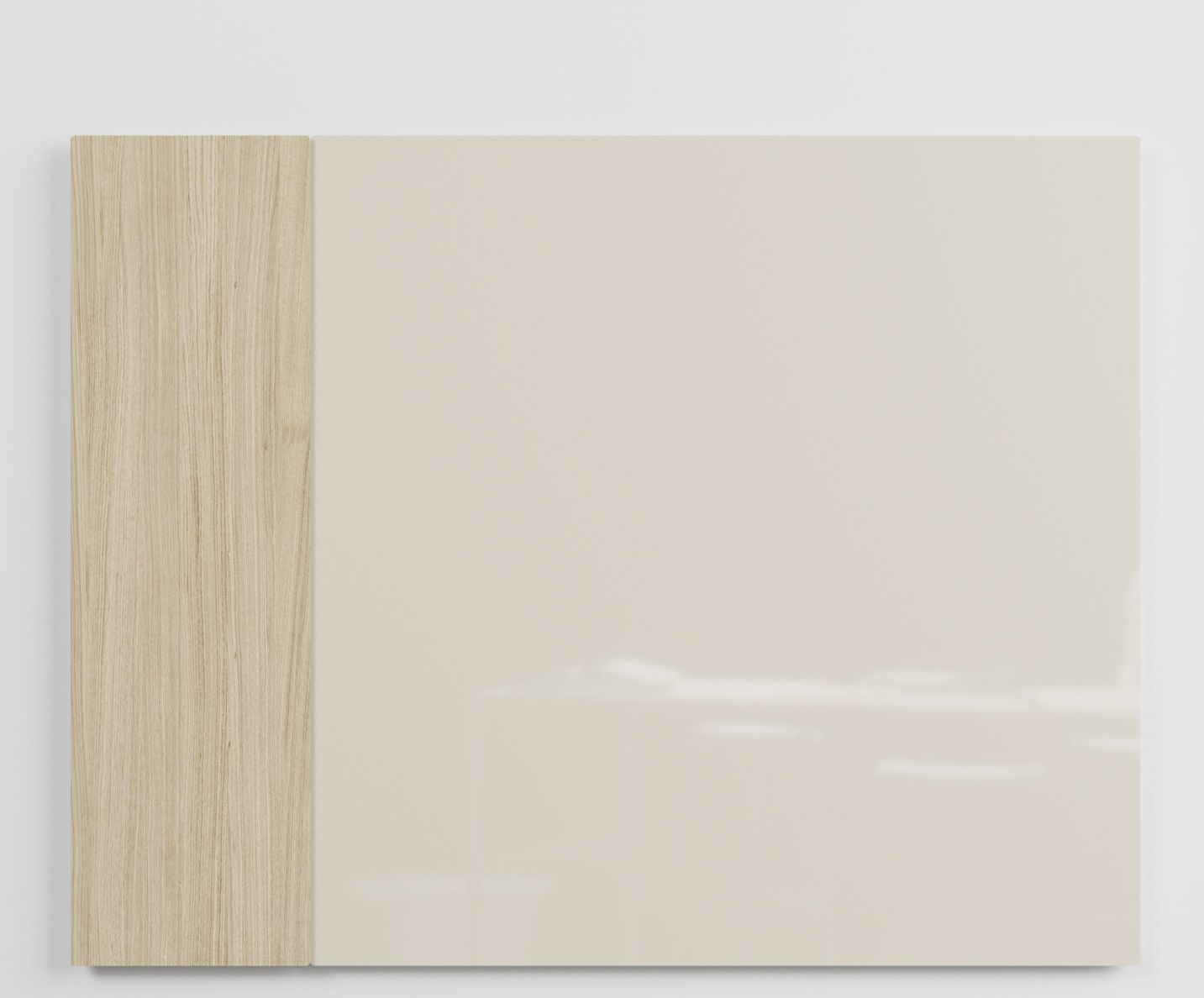 Chat Board Classic Crafted Wandtafel: Magnetische Glastafel in Beige mit hellem Holzrahmen.