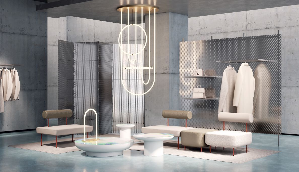 Weißer Francis Couchtisch von Petite Friture, runder Beistelltisch mit minimalistischem Design im modernen Wohnraum.