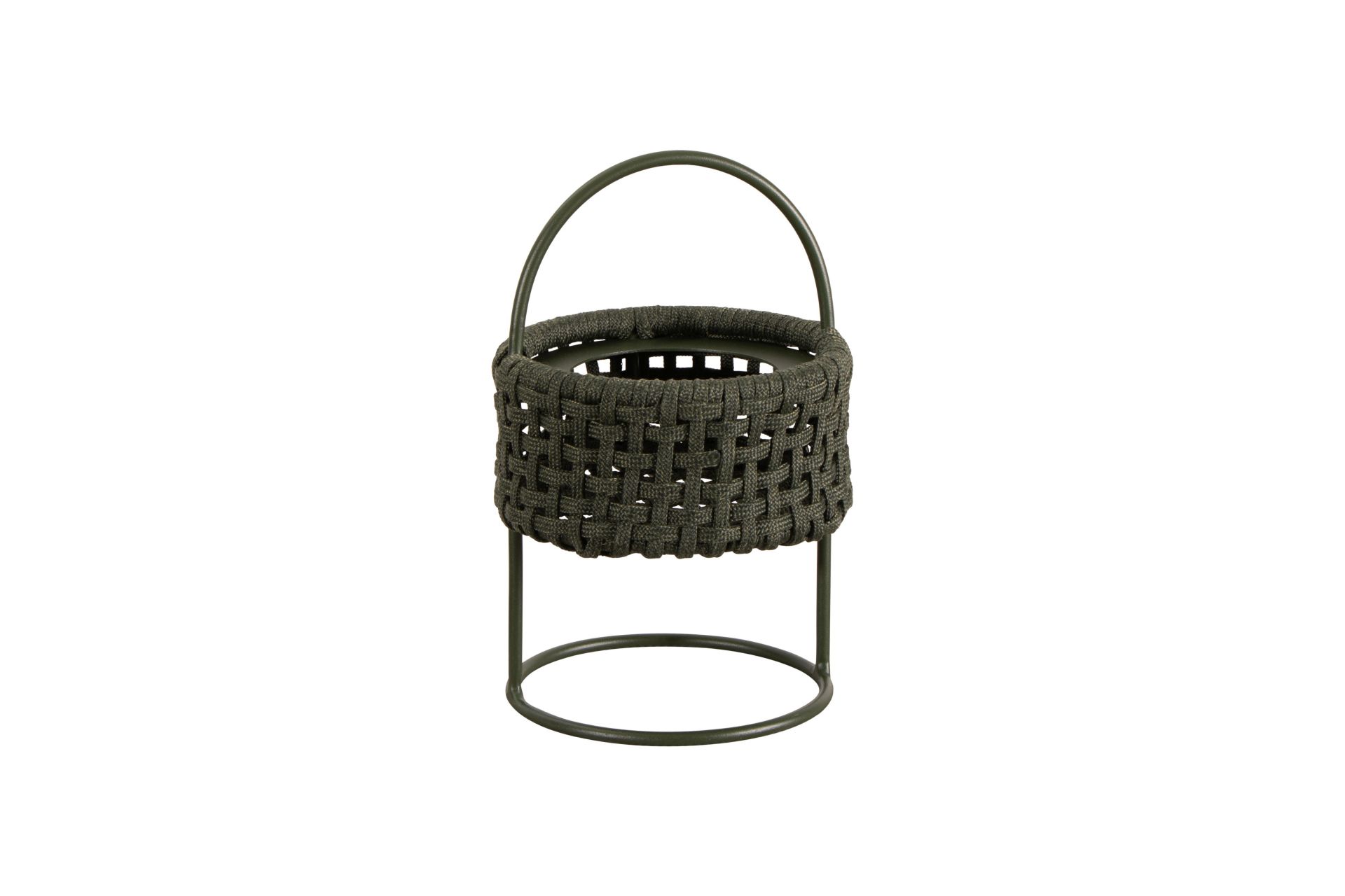 Taupefarbene Illusion Outdoor Lampe von Cane-Line, geflochtenes Design mit Tragegriff. Gartenlampe für stimmungsvolle Beleuchtung.