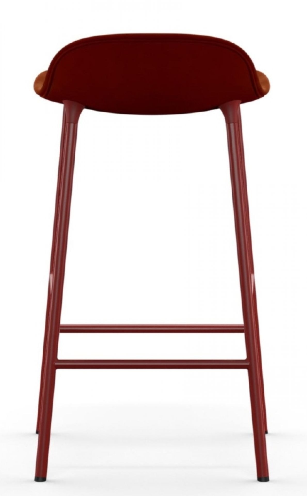 Roter Form Barhocker von Normann Copenhagen, gepolsterter Sitz und Stahlgestell, Hocker für Bar und Küche.