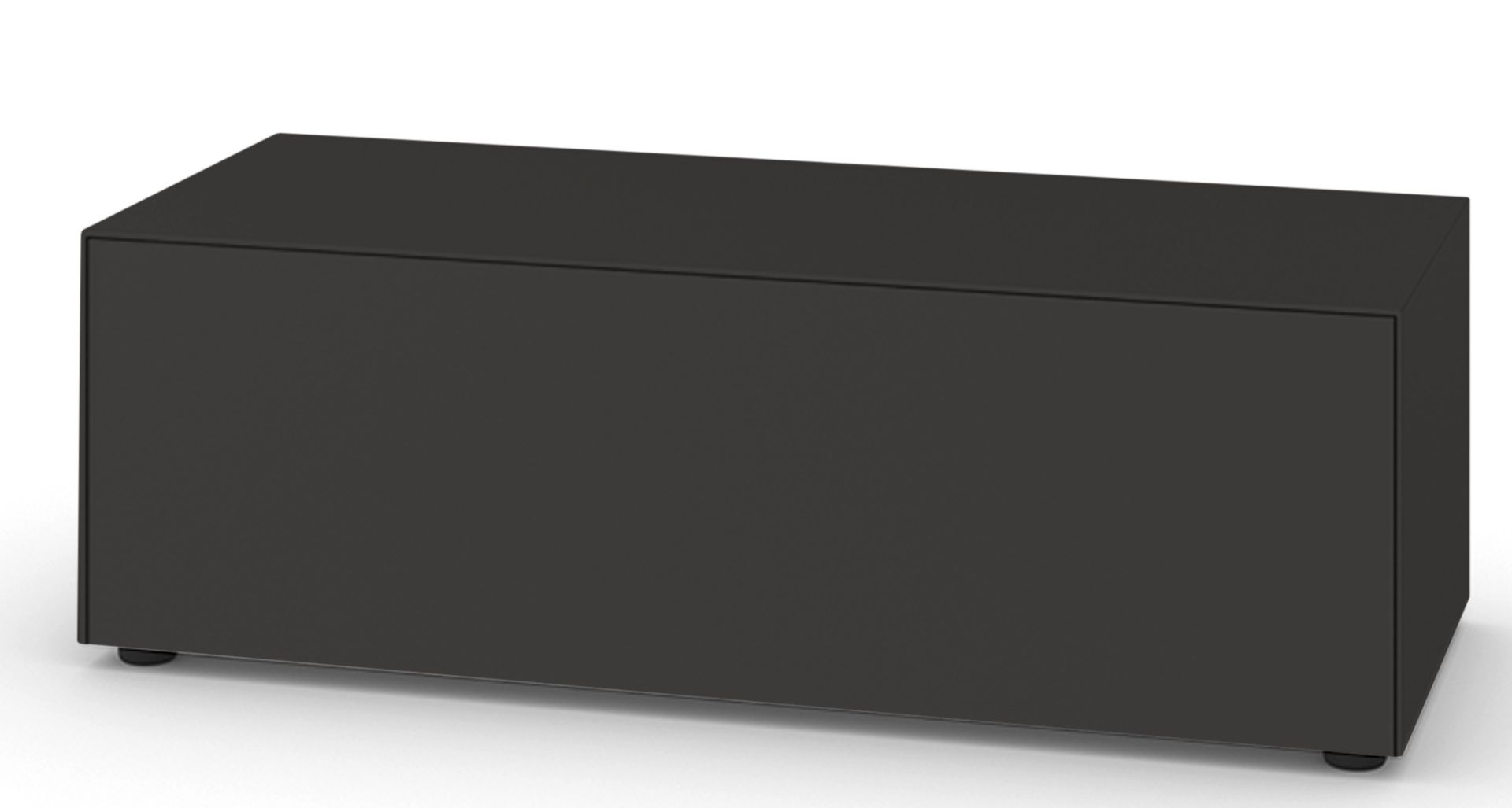 Schwarze Nex Pur Box von Piure mit Schubkasten, modernes Sideboard für Wohnzimmer und Büro.