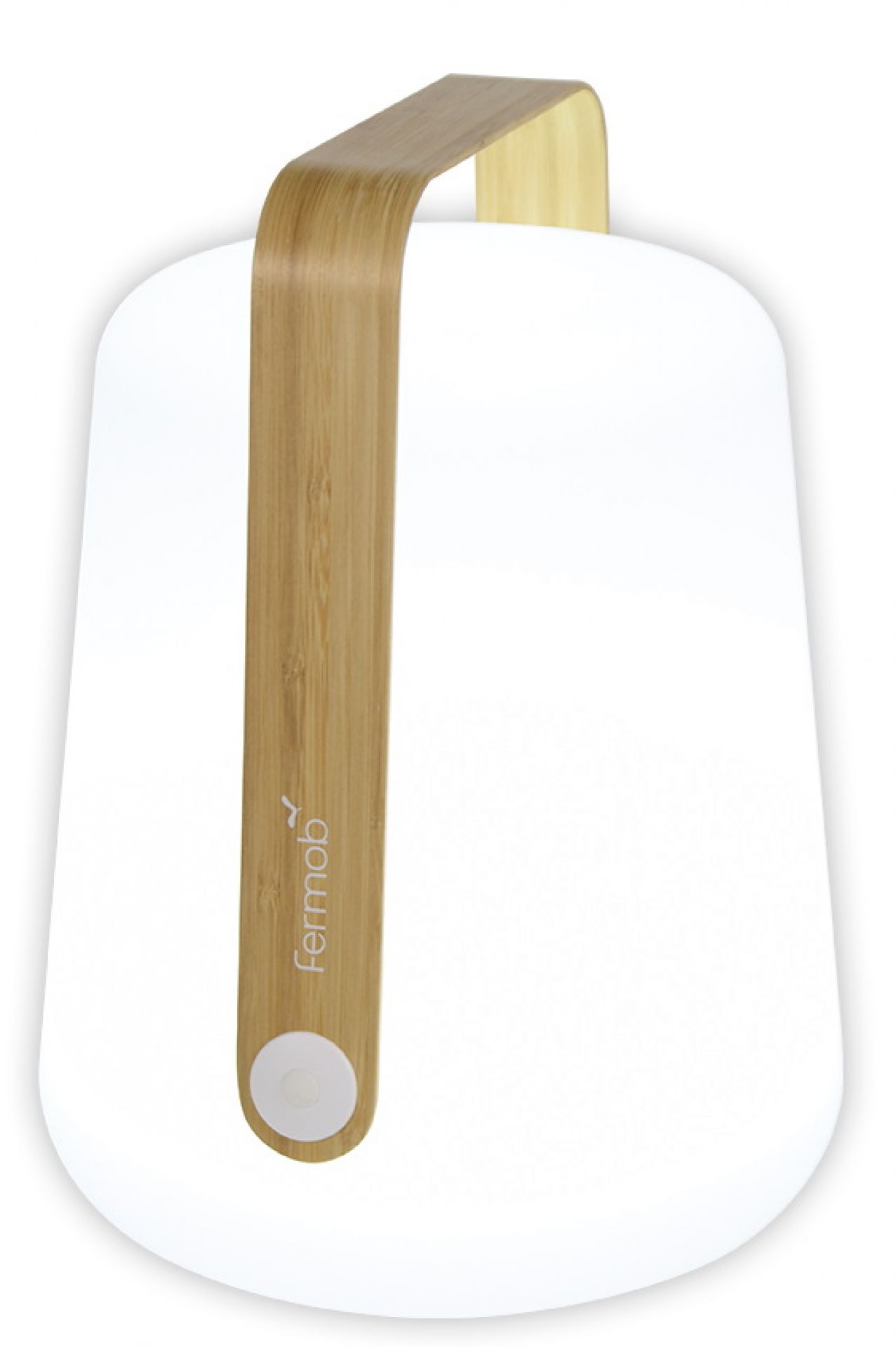 Balad Bamboo Tischleuchte von Fermob, H 25 cm. Moderne, tragbare Lampe mit Bambusgriff.
