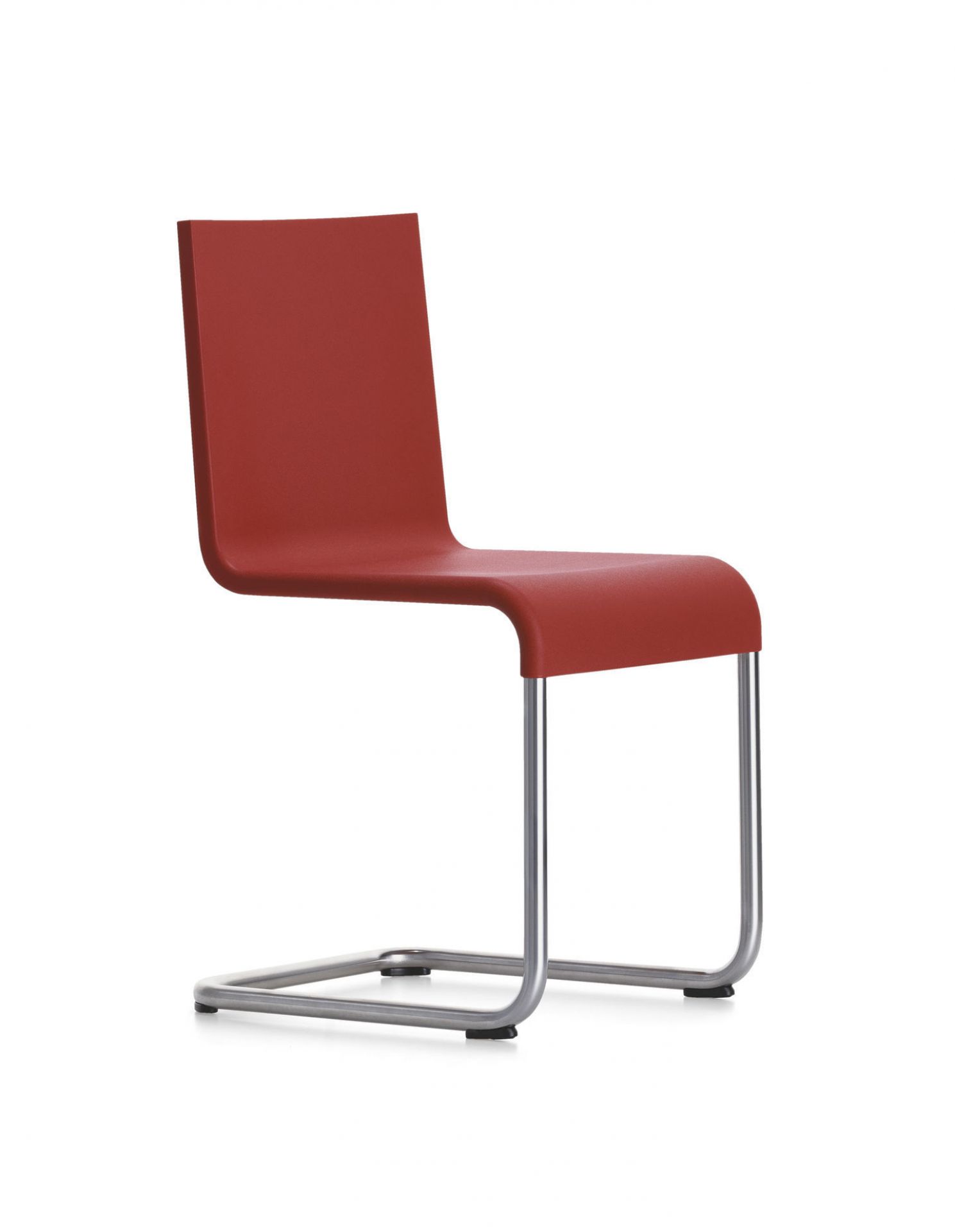 Roter .05 Stuhl von Vitra, stapelbar, mit Stahlrohrgestell, modernes Design für Büro und Wohnraum.