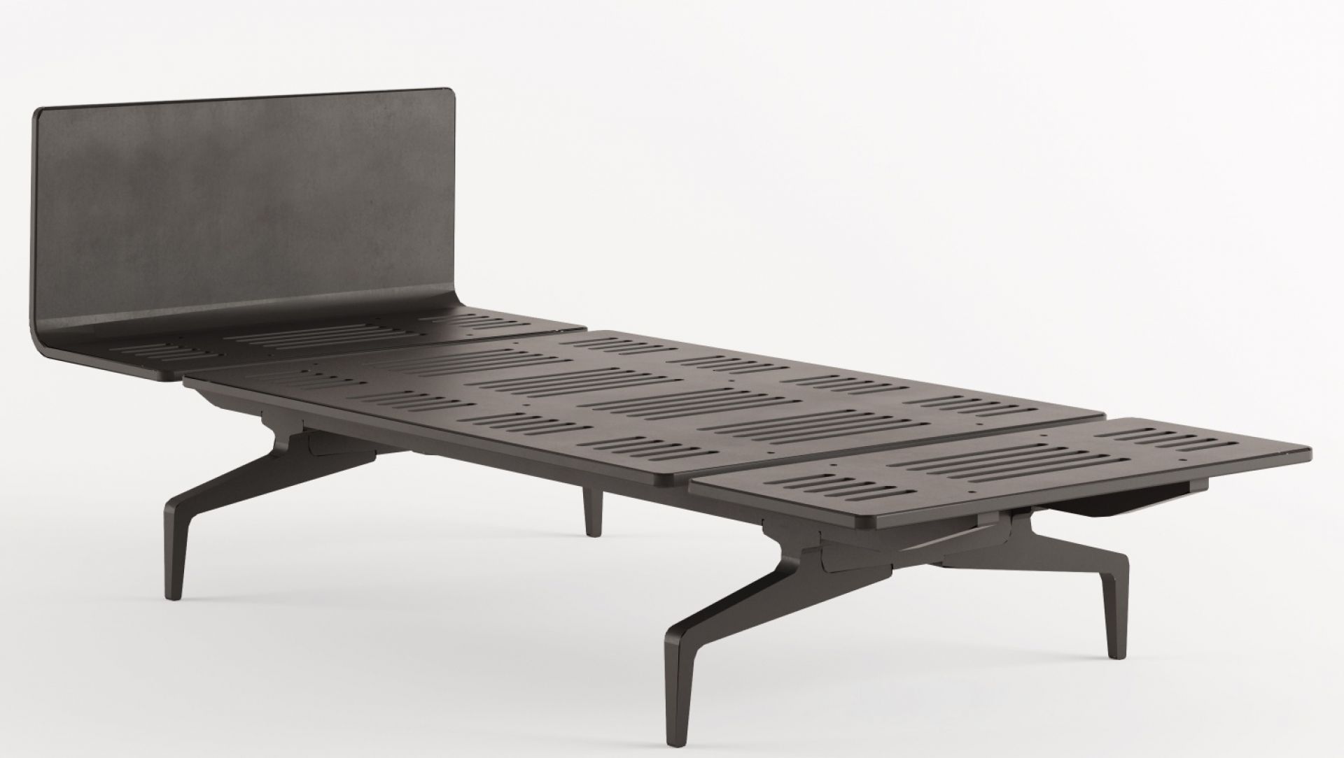 Legnoletto Bett von Alias in dunklem Holz mit Lattenrost und minimalistischem Design.