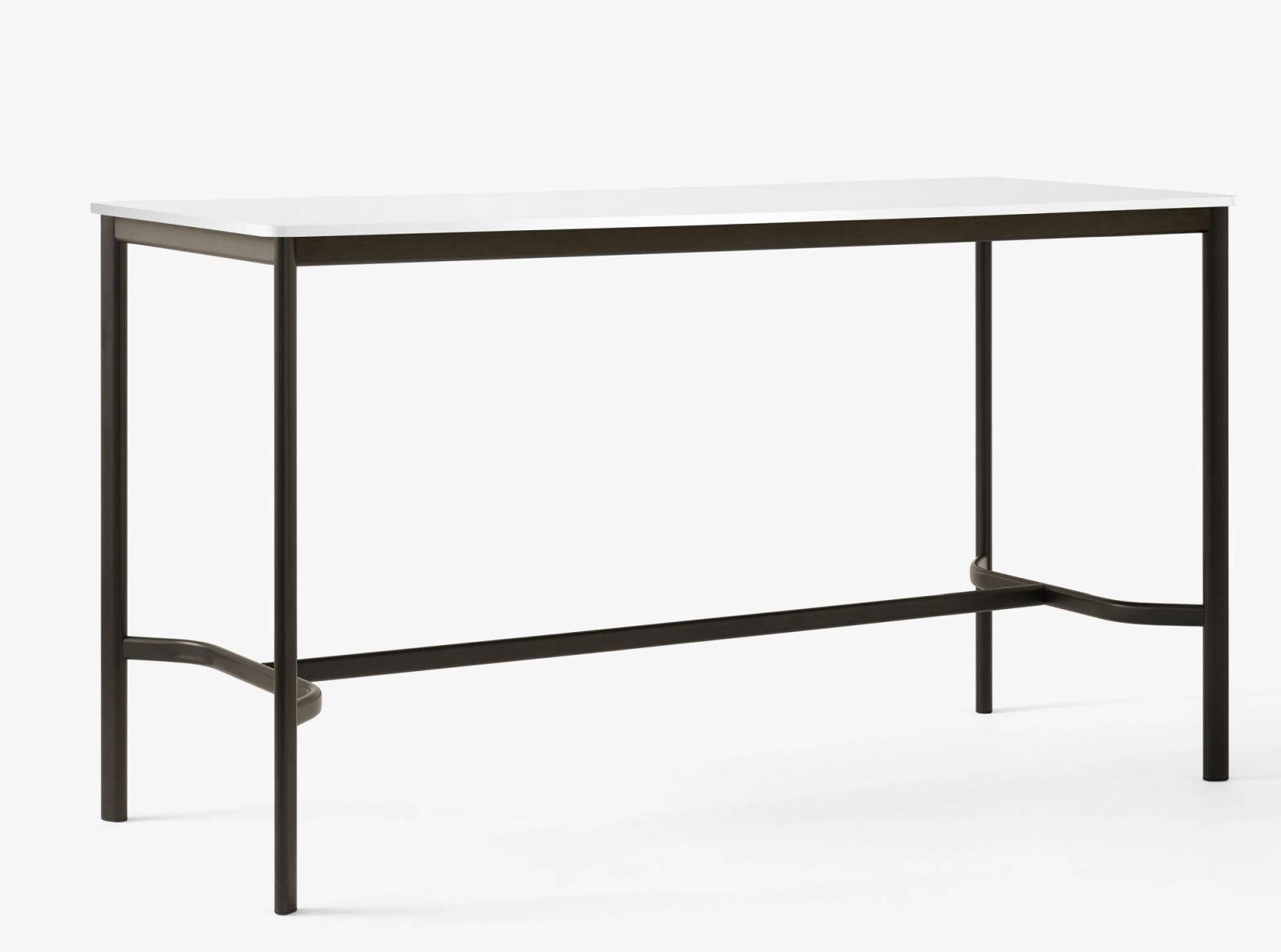 AndTradition Drip High Table Stehtisch mit weißer Tischplatte und schwarzem Metallgestell für moderne Büros.