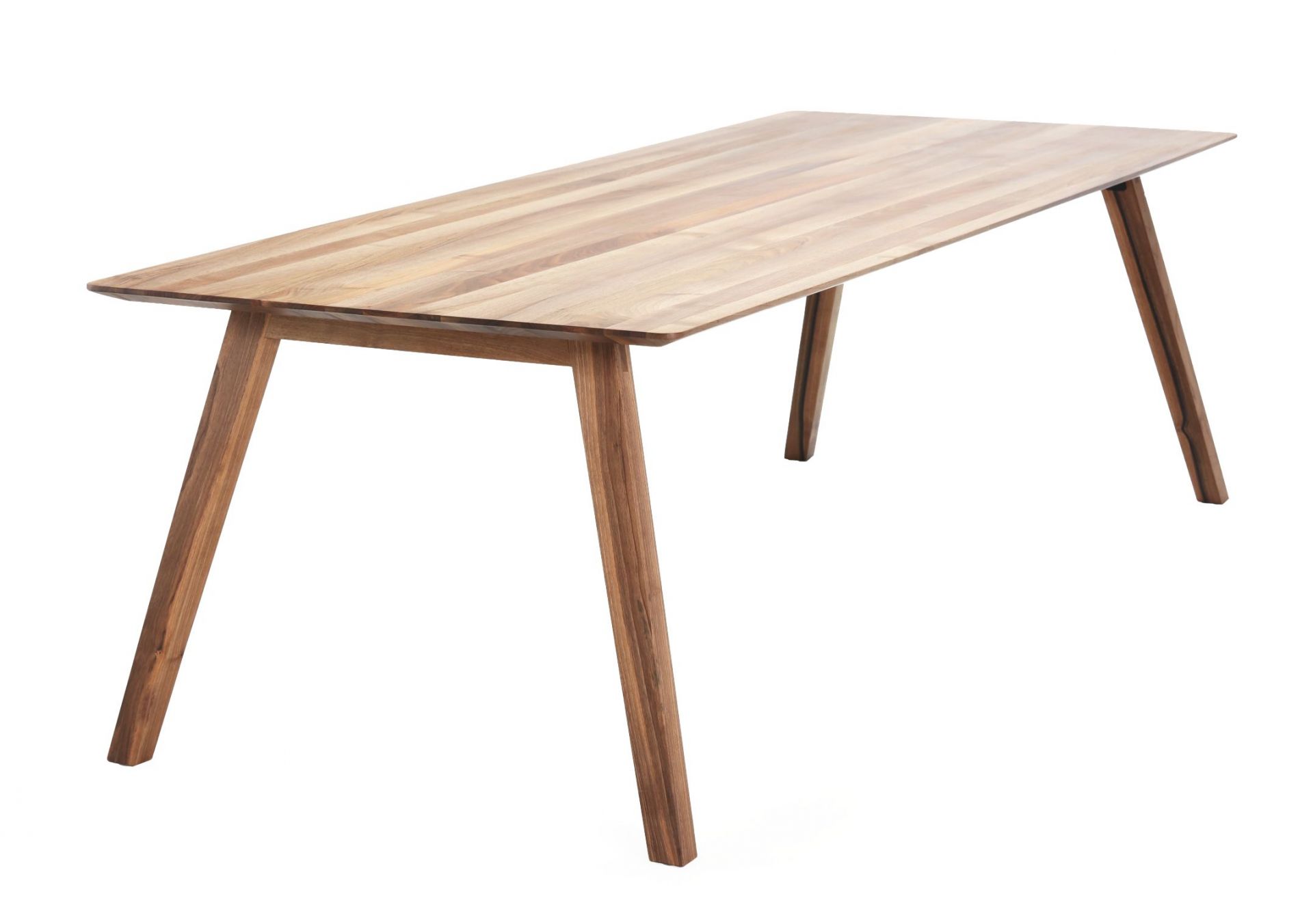 Monk Tisch von Prostoria, Esstisch aus massivem Nussbaumholz mit schlichtem, modernem Design.