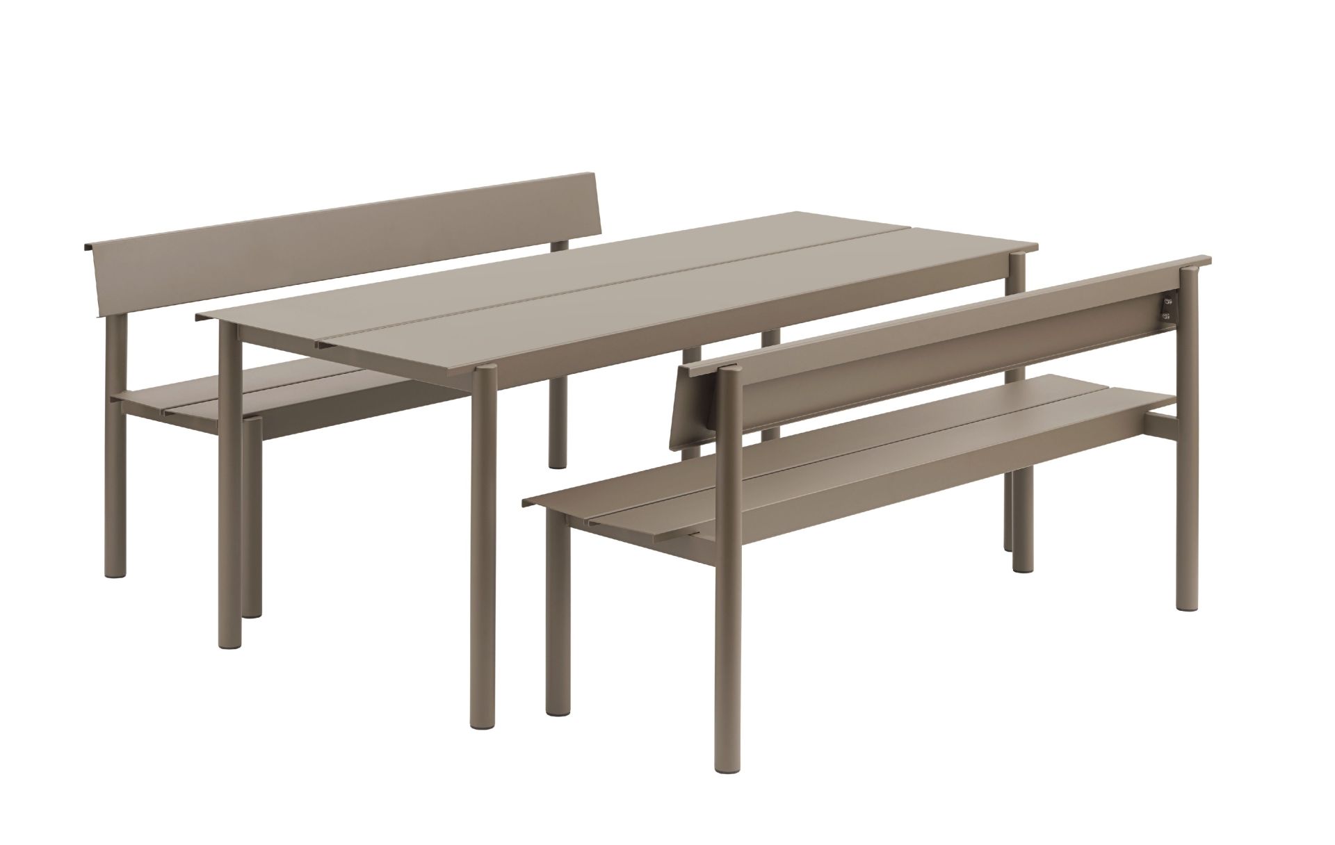 Linear Steel Bench: buitenbank met rugleuning 110 x 34 cm Muuto